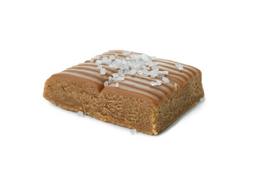 Delicious salted caramel isolated on white background