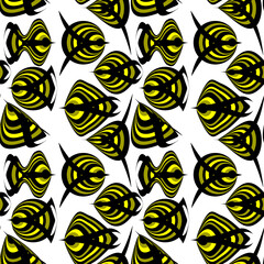 Seamless texture, pattern on a white square background - fish. Styling, graphics.