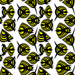 Obraz premium Seamless texture, pattern on a white square background - fish. Styling, graphics.