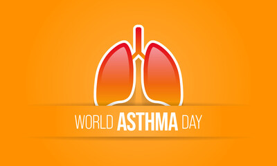 World Asthma day is observed each year in May. it is a disease that affects the lungs. It is one of the most common long-term diseases of children, but adults can have asthma too. Vector illustration.
