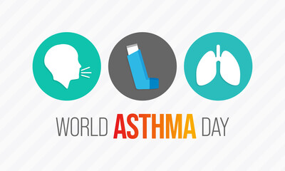 World Asthma day is observed each year in May. it is a disease that affects the lungs. It is one of the most common long-term diseases of children, but adults can have asthma too. Vector illustration.