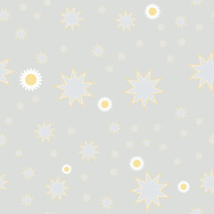 Star pattern. Sky, daisies or daisies. For children's design, textiles and fabrics. Seamless, endless, pastel colors for the baby. Vector.