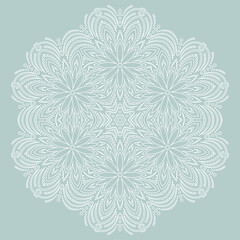 Round Vector Snowflake With Abstract Winter Ornament
