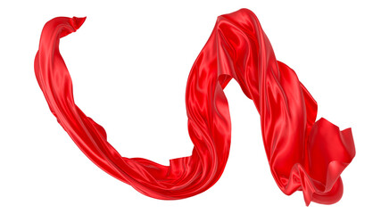 Beautiful flowing fabric of red wavy silk or satin. 3d rendering image.
