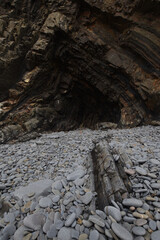 Folded strata at a beach at Hartland Devon