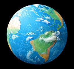 Planet Earth isolated on a black background. 3d illustration