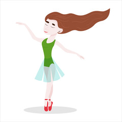 
Young girl dancing ballet. Vector illustration isolated on white background. Simple cartoon style. Flat design