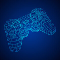 Game controller or gamepad for videogames. Wireframe low poly mesh © newb1