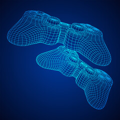 Game controller or gamepad for videogames. Wireframe low poly mesh © newb1
