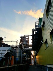 industrial  factory in the evening sun