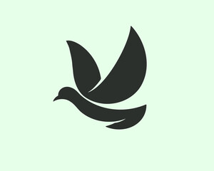 Simple abstract dove bird fly high logo symbol design illustration inspiration