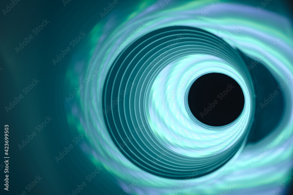 Aufkleber beautiful abstract swirl tunnel with aquamarine neon light on a background pttern textured for deisg