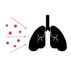 Coronavirus, Covid-19 attack lungs. Simple flat illustration