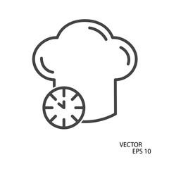 chef's hat flat icon. Pictogram for web. Line stroke. Isolated on white background. Vector eps10