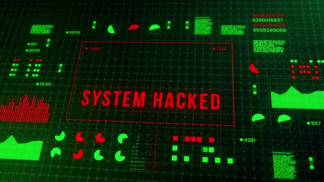System hack security breach computer hacking warning message hacked alert. Motion graphics animation 4K resolution