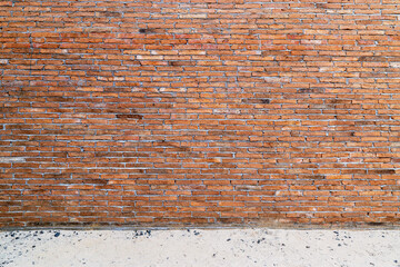 Brick wall with red brick background.