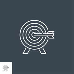 Target Related Vector Line Icon. Isolated on Black Background. Editable Stroke.