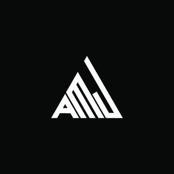 A M J letter logo creative design on black color background. AMJ icon