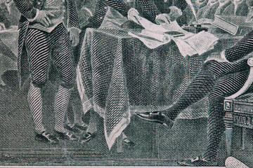 Fragment of reverse of 2 US dollar banknote