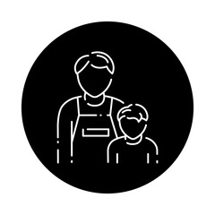 Single father color line icon. Defective family.