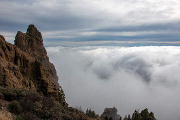Sea of clouds below the summit of the island of Gran Canaria