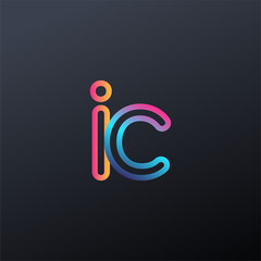 initial logo IC lowercase letter, colorful blue, orange and pink, linked outline rounded logo, modern and simple logo design.