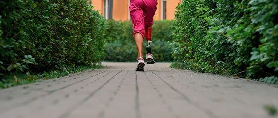 Disabled woman with bionic leg