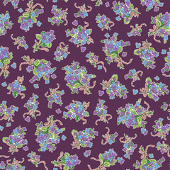 Seamless and cute bouquet illustration pattern,