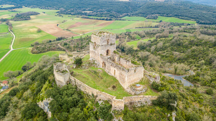 aerial view of ocio castle in alava, Spain