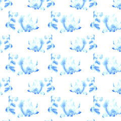 Pattern.Watercolor with light blue blots.Blot pattern isolated on white background.
