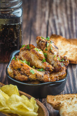 Homemade fried bbq chicken wings