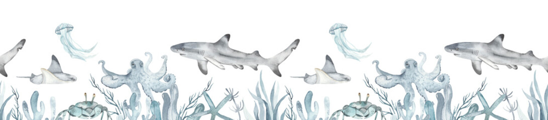 Underwater world watercolor © MarinaErmakova