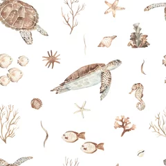 Aluminium Prints Ocean animals Underwater world watercolor