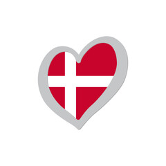 Denmark flag inside of heart shape icon vector. Eurovision song contest symbol vector illustration