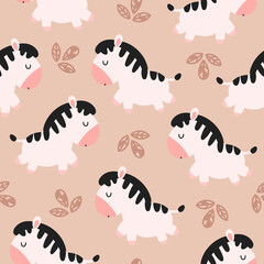 Cute zebras seamless pattern