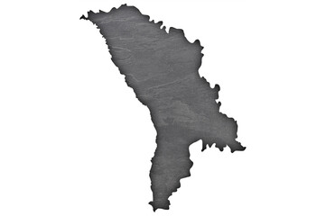 Karte von Republik Moldau auf dunklem Schiefer