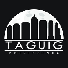 Taguig Philippines Skyline City Flat Silhouette Design Background Illustration.