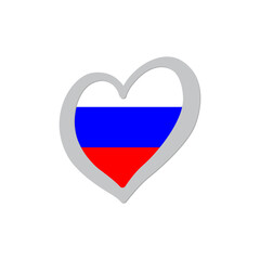 Russia flag inside of heart shape icon vector. Eurovision song contest symbol vector illustration