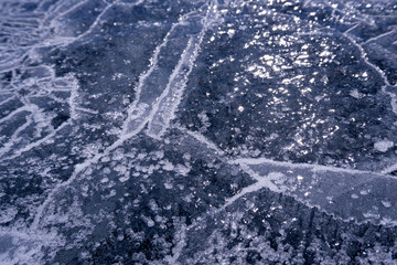 Landscape with snow.  Winter on the lake Baikal