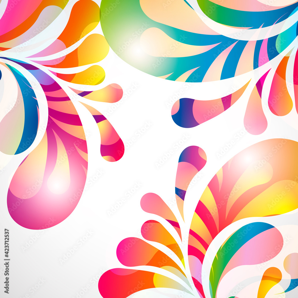 Poster abstract background with bright teardrop-shaped arches.