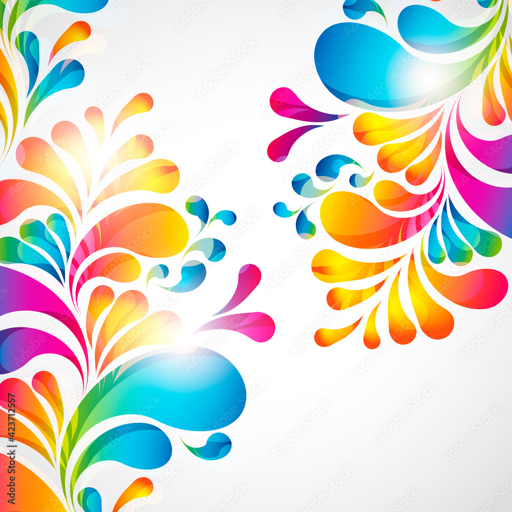 Poster abstract background with bright teardrop-shaped arches.