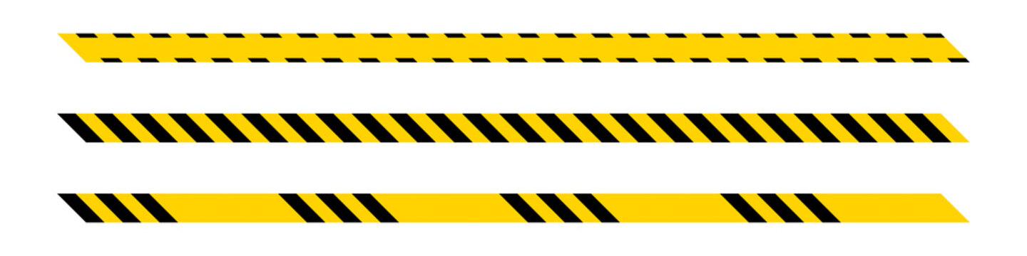 Set of barricade tapes or hazard tapes. Warning. The concept of an accident or hazard zones. Vector illustration