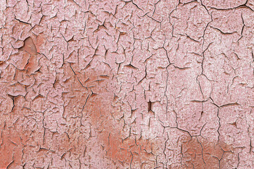 old metal dirty rusty stripes wall texture with red peeling paint. Texture aged grunge background