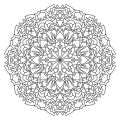 Flower Mandala. Circular pattern in form of mandala for Henna, Mehndi, tattoo, decoration. Decorative ornament in ethnic oriental style, vector illustration. Coloring book page.	