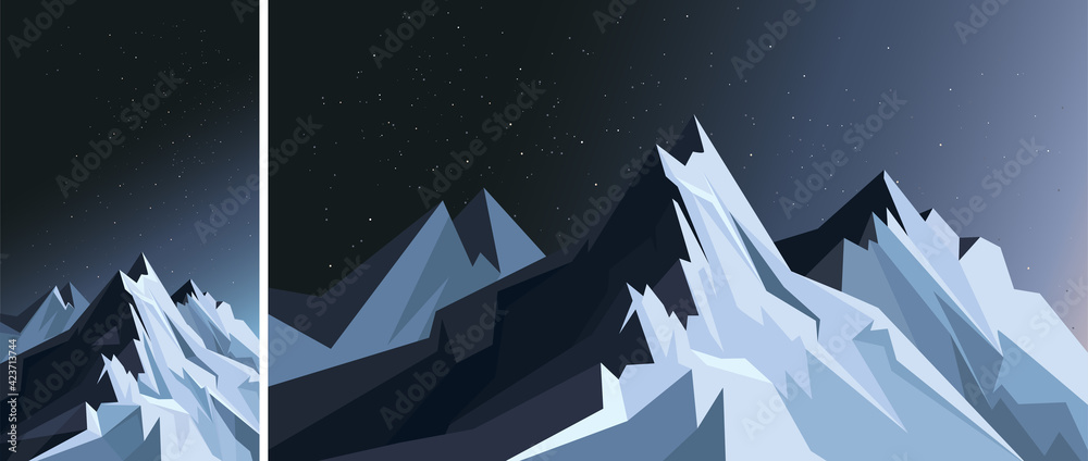 Wall mural mountains in moonlight. nature scenery in vertical and horizontal orientation.