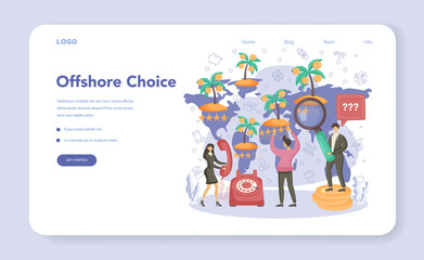 Offshore choice web banner or landing page. Professional businessman