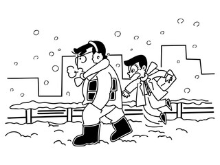 雪の日,通勤