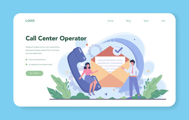 Call center or technical support web banner or landing page