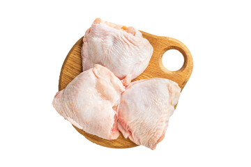 Fototapeta na wymiar raw chicken thigh fresh meat poultry legs healthy meal top view copy space for text food background rustic