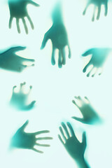 Obraz premium noisy image of hands silhouette. mental illness concept